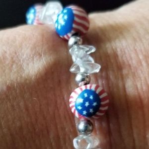 Red White & Blue USA holiday bracelet with star dangle